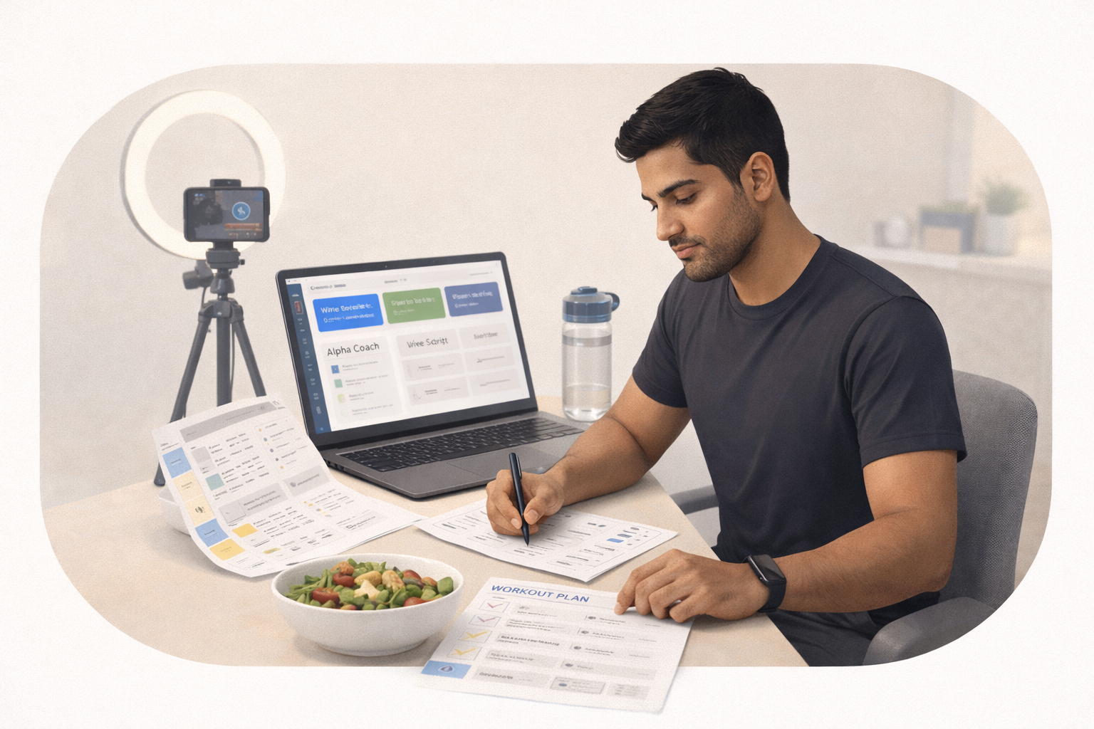 Coach using Alpha Coach app to plan a client